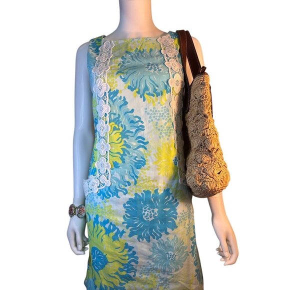 Lilly Pulitzer Originals Shift Dress in Seeing Things Blue Green Floral Print 2 - Picture 3 of 8